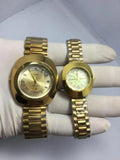 Gold Couple Watches Set Rose Gold Chain Strap 2 Pcs